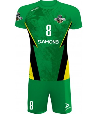 strój siatkarski defender pro p5 junior zielono-czarny z pełną sublimacją do szkół i siatkówki halowej