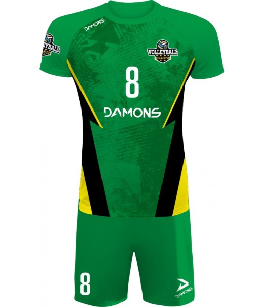 strój siatkarski defender pro p5 junior zielono-czarny z pełną sublimacją do szkół i siatkówki halowej