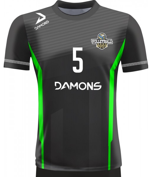 koszulka siatkarska męska omega 11 senior czarno-jasnozielona, sublimacja, szybkoschnąca na halę