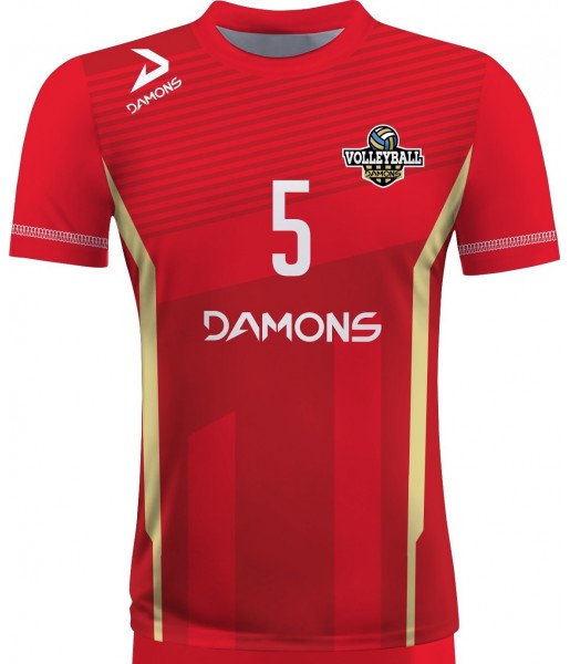 koszulka siatkarska męska omega 11 senior czerwono-żółta, sublimacja, szybkoschnąca na halę