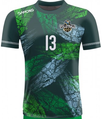 koszulka siatkarska męska omega 15 senior zielono-szara, sublimacja, szybkoschnąca na halę