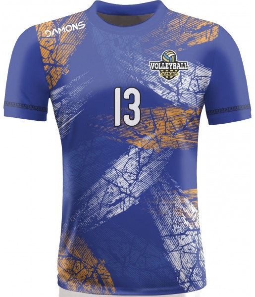 koszulka siatkarska męska omega 15 senior fioletowo-biała, sublimacja, szybkoschnąca na halę