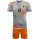 strój siatkarski męski omega 15 szaro-pomarańczowy, dynamiczny komplet meczowy do siatkówki halowej