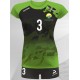 strój siatkarski damski vega pro p3 jasnozielono-czarny z kryjącymi szortami i dopasowanym krojem