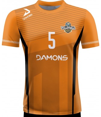 koszulka siatkarska męska omega 11 senior pomarańczowo-czarna, sublimacja, szybkoschnąca