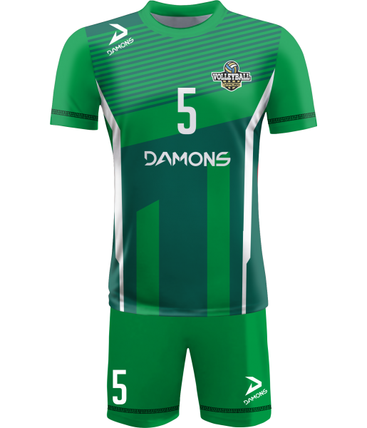 strój siatkarski męski omega 11 zielono-biały, świeży komplet meczowy do siatkówki halowej