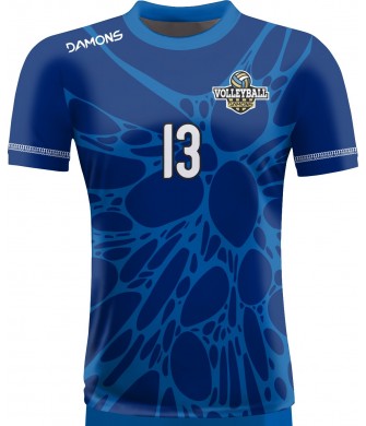 koszulka siatkarska męska omega 14 senior granatowo-niebieska, sublimacja, szybkoschnąca na halę