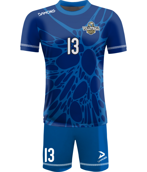 strój siatkarski męski omega 14 granatowo-niebieski, nowoczesny komplet meczowy do siatkówki halowej