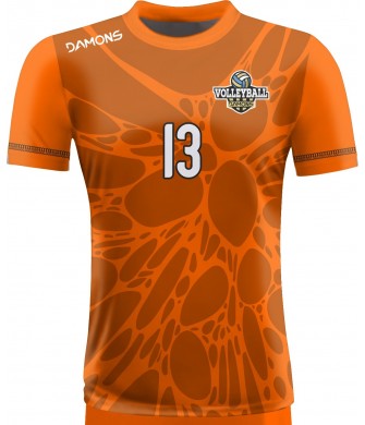 koszulka siatkarska męska omega 14 senior pomarańczowa, sublimacja, szybkoschnąca na halę