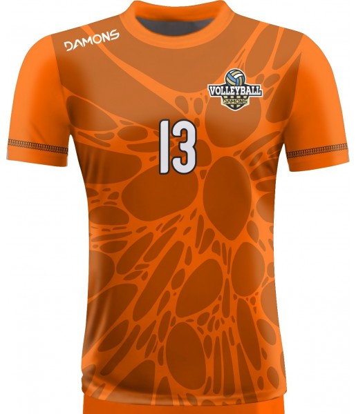 koszulka siatkarska męska omega 14 senior pomarańczowa, sublimacja, szybkoschnąca na halę