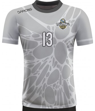 koszulka siatkarska męska omega 14 senior szaro-biała, sublimacja, szybkoschnąca na halę
