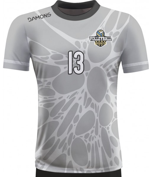 koszulka siatkarska męska omega 14 senior szaro-biała, sublimacja, szybkoschnąca na halę