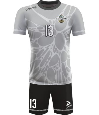 strój siatkarski męski omega 14 szaro-biały, czytelny komplet meczowy do siatkówki halowej