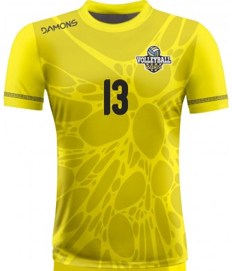 koszulka siatkarska męska omega 14 senior żółta, sublimacja, szybkoschnąca na halę