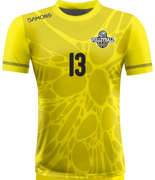 koszulka siatkarska męska omega 14 senior żółta, sublimacja, szybkoschnąca na halę