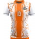 koszulka siatkarska męska omega 13 senior biało-pomarańczowa, sublimacja, szybkoschnąca na halę