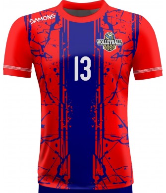 koszulka siatkarska męska omega 13 senior czerwono-granatowa, sublimacja, szybkoschnąca na halę