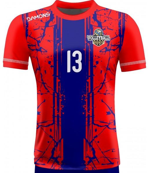 koszulka siatkarska męska omega 13 senior czerwono-granatowa, sublimacja, szybkoschnąca na halę
