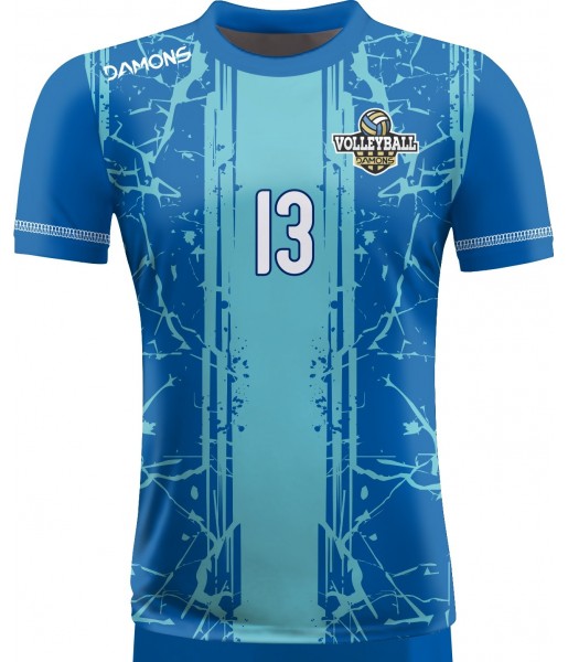 koszulka siatkarska męska omega 13 senior granatowo-błękitna, sublimacja, szybkoschnąca na halę