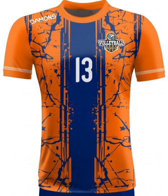 koszulka siatkarska męska omega 13 senior pomarańczowo-granatowa, sublimacja, szybkoschnąca na halę