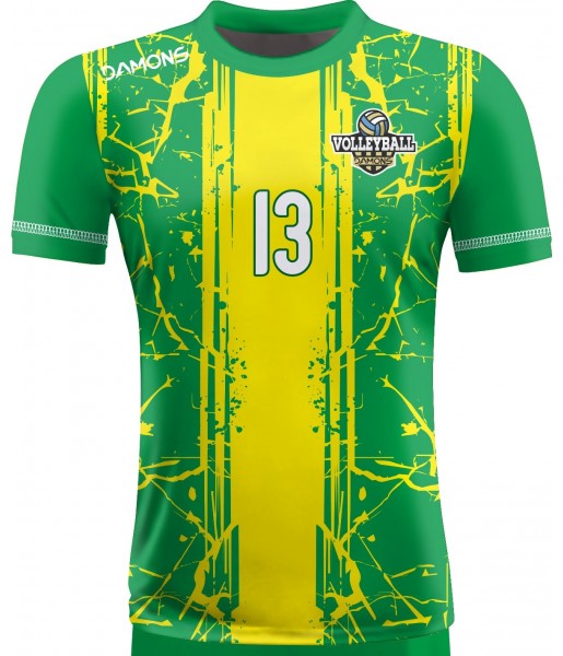 koszulka siatkarska męska omega 13 senior zielono-żółta, sublimacja, szybkoschnąca na halę