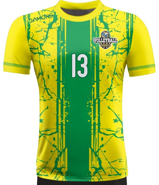koszulka siatkarska męska omega 13 senior żółto-zielona, sublimacja, szybkoschnąca na halę