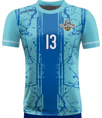 koszulka siatkarska męska omega 13 senior niebieska, sublimacja, szybkoschnąca na halę