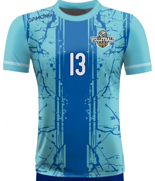 koszulka siatkarska męska omega 13 senior niebieska, sublimacja, szybkoschnąca na halę