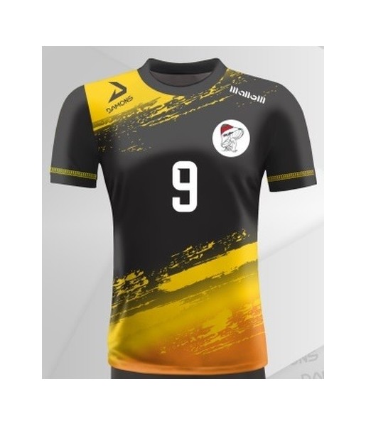 koszulka siatkarska męska omega 1 senior czarno-żółto-pomarańczowa, sublimacja, szybkoschnąca