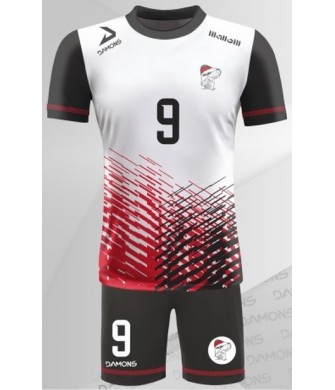 strój siatkarski męski omega 2 biało-czarny, czytelny komplet meczowy do siatkówki halowej