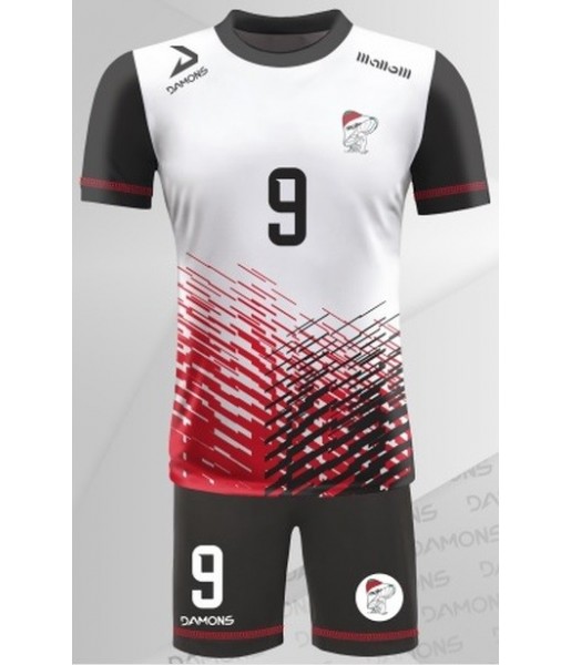 strój siatkarski męski omega 2 biało-czarny, czytelny komplet meczowy do siatkówki halowej