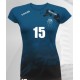 koszulka siatkarska damska vega pro p3 niebiesko-czarna denim z denimowym frontem i sportowym krojem