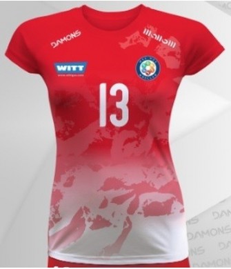 koszulka siatkarska damska vega pro p3 czerwono-biała z czerwonymi rękawami i sportowym krojem