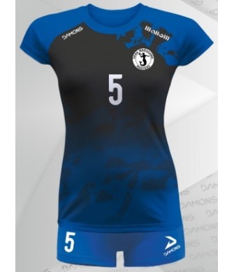 Strój Siatkarski Damski Vega Pro P3 Chabrowo-Czarny