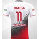 koszulka siatkarska omega 8 junior biało-czerwono-czarna, sublimacja, szybkoschnąca do siatkówki halowej