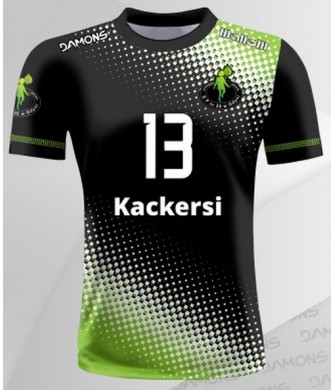 koszulka siatkarska męska omega 8 senior czarno-zielona, sublimacja, szybkoschnąca na halę