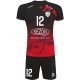 strój siatkarski defender pro pn junior czerwono-czarny z pełną sublimacją do szkół i siatkówki halowej