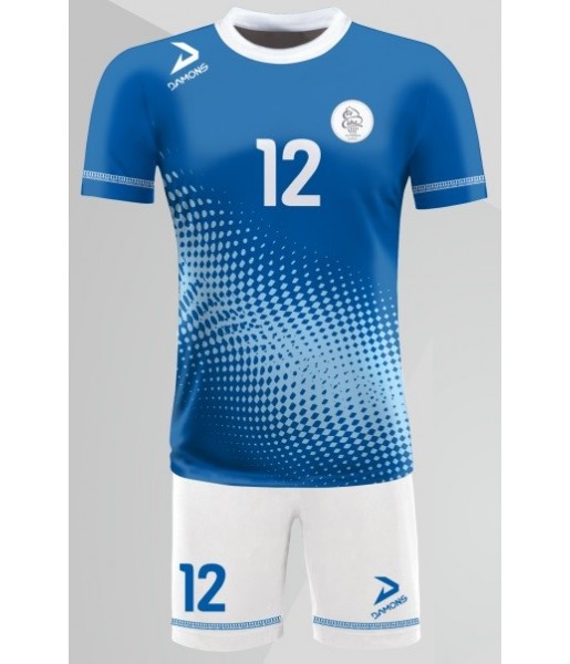 strój siatkarski męski omega 9 niebiesko-biały, czytelny komplet meczowy do siatkówki halowej