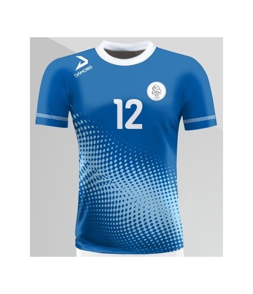 koszulka siatkarska męska omega 9 senior niebiesko-biała, sublimacja, szybkoschnąca na halę