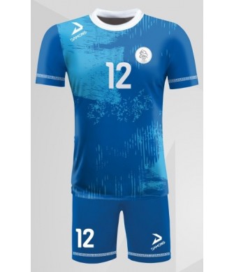 strój siatkarski męski omega 10 chabrowy, wyrazisty komplet meczowy do siatkówki halowej