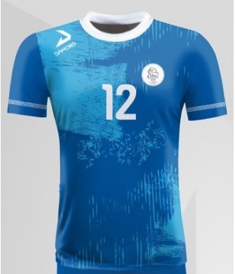 koszulka siatkarska męska omega 10 senior chabrowa, sublimacja, szybkoschnąca na halę