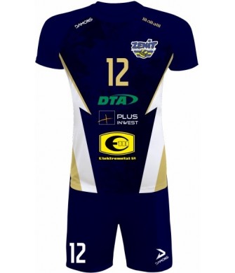 strój siatkarski defender pro p5 junior granatowo-biały z pełną sublimacją do szkół i siatkówki halowej