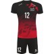 strój siatkarski defender pro pn junior czerwono-czarny z pełną sublimacją do szkół i siatkówki halowej