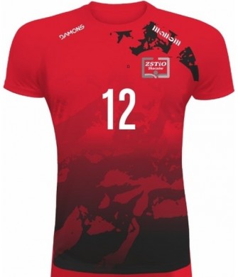 koszulka siatkarska defender pro pn czerwono-czarna, w pełni sublimowana do siatkówki halowej