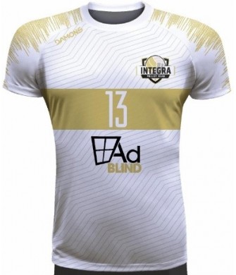 koszulka siatkarska defender pro pn biało-złota, w pełni sublimowana do siatkówki halowej