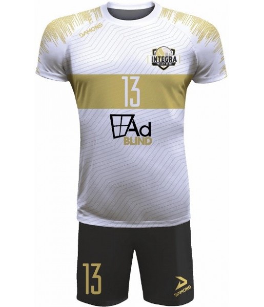 strój siatkarski męski defender pro pn biało-złoty do siatkówki halowej z personalizacją