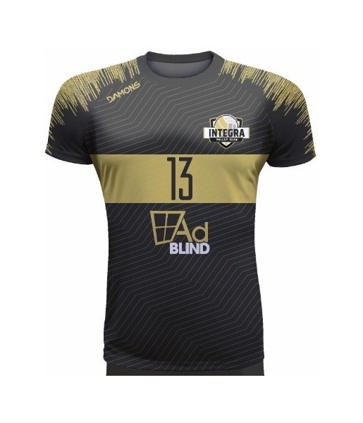koszulka siatkarska defender pro pn czarno-złota, w pełni sublimowana do siatkówki halowej