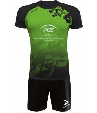 strój siatkarski męski defender pro pn zielono-czarny do siatkówki halowej z personalizacją