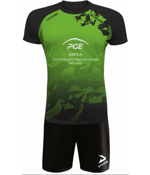 strój siatkarski męski defender pro pn zielono-czarny do siatkówki halowej z personalizacją