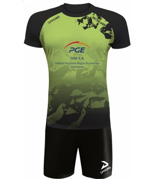 strój siatkarski defender pro pn junior jasnozielono-czarny z pełną sublimacją do szkół